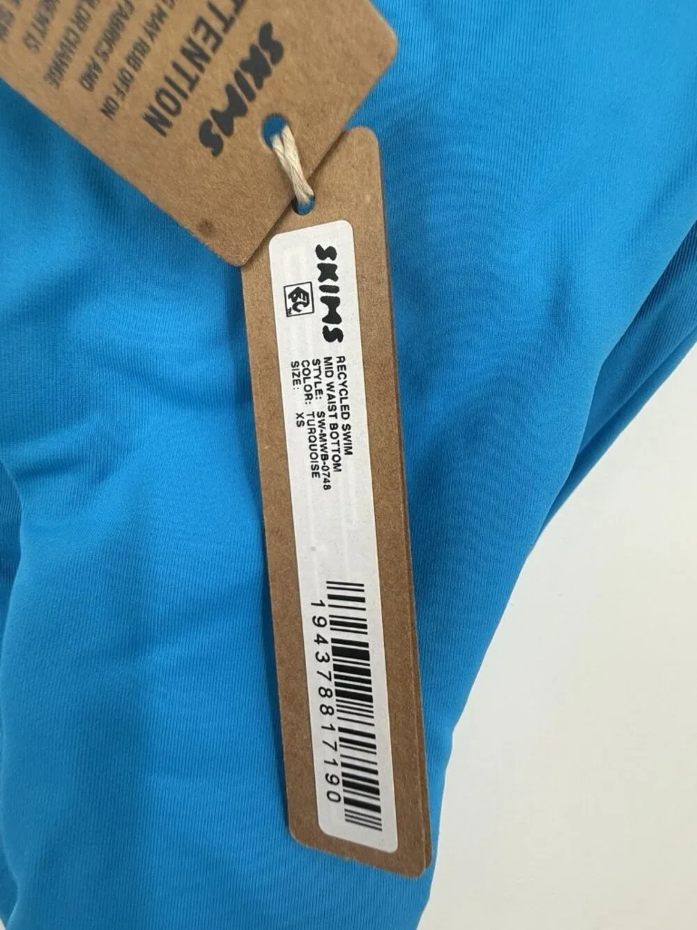Skims Recycled Swim Midwest Bikini Bottom Turquoise Blue Size XS
